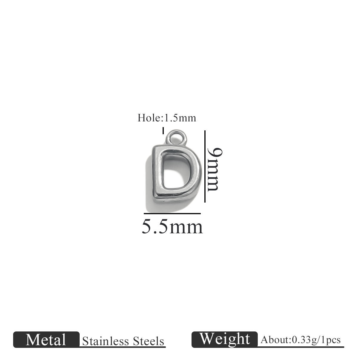 Mini A–Z Stainless Steel Round Letter Charms 10pcs