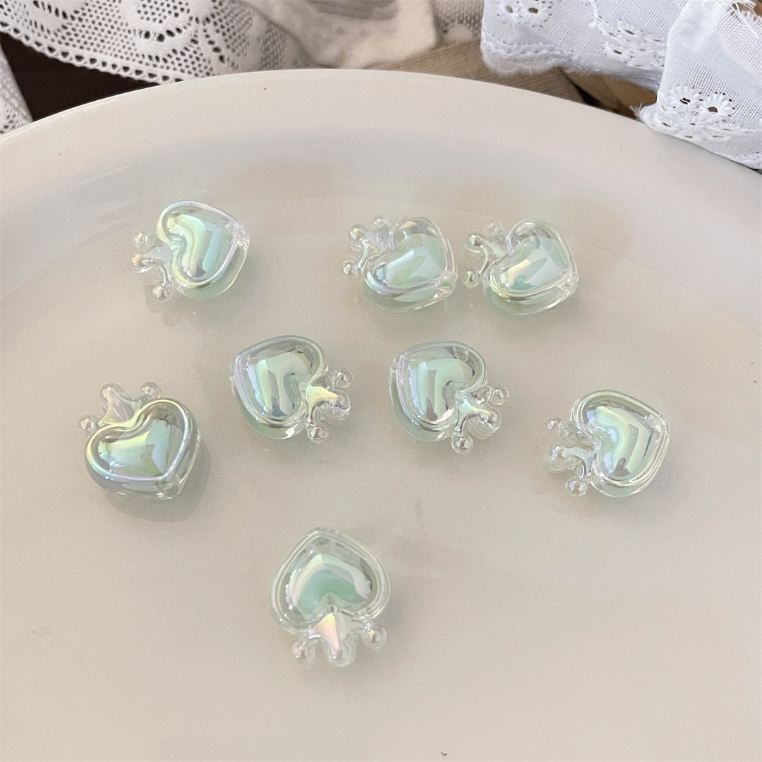 Transparent Acrylic Crown & Heart Beads – Colorful Vertical-Hole Beads for DIY Bracelets, Phone Charms, Keychains & Jewelry Making