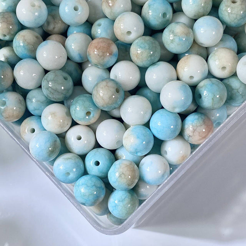 Glazed Porcelain Dragon Pattern Round Beads