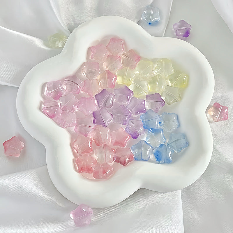 Puffy Star Glass Beads with Horizontal Holes