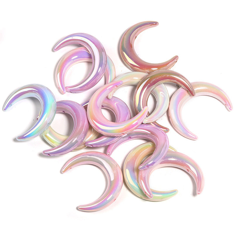 UV-Plated Acrylic Crescent Moon Beads