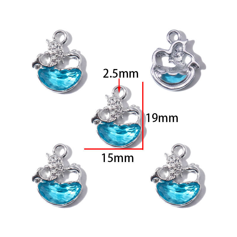Blue Glass Inlay Jellyfish Charms – Ocean-Inspired Alloy Jellyfish Pendants for DIY Bracelets, Necklaces & Jewelry Making