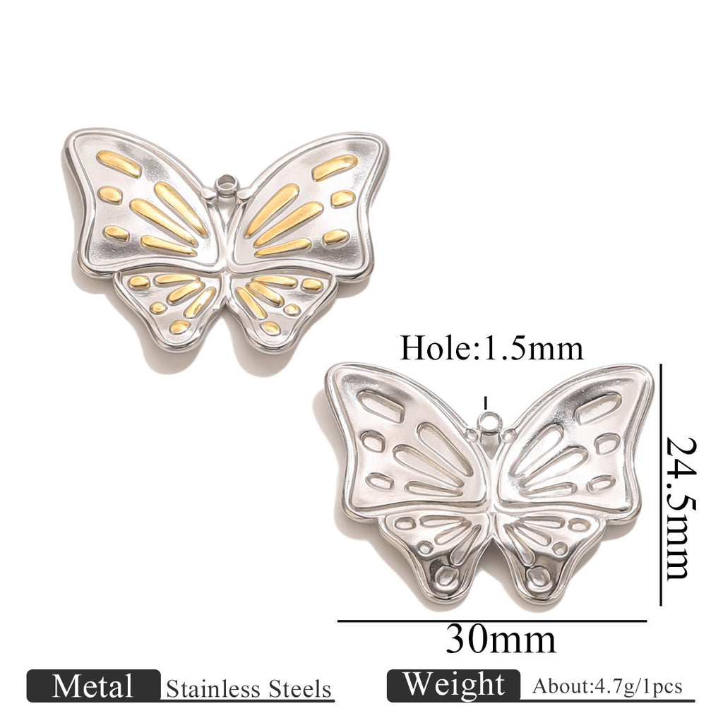 Vintage Stainless Steel Ocean Butterfly Pendant Charm for DIY Jewelry