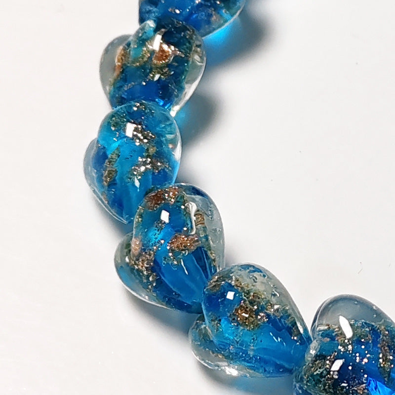 Gold Sand Heart Glazed Beads