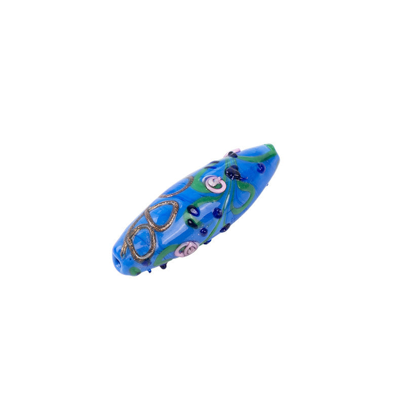 3D Silk-Pattern Glazed Waist Drum Beads