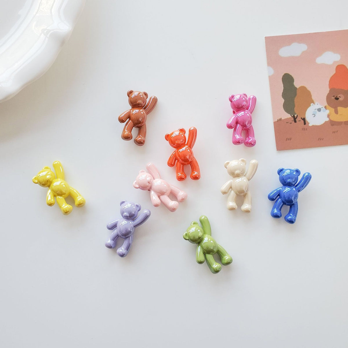 Cream Candy Bear Acrylic Beads