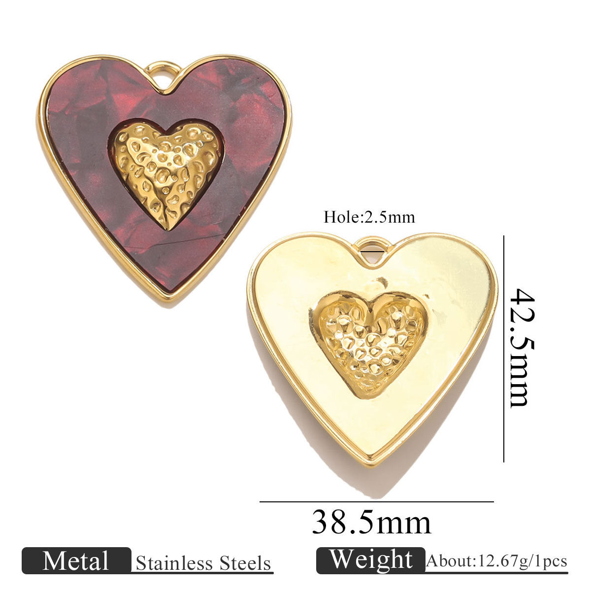 Large Enamel Heart Charm