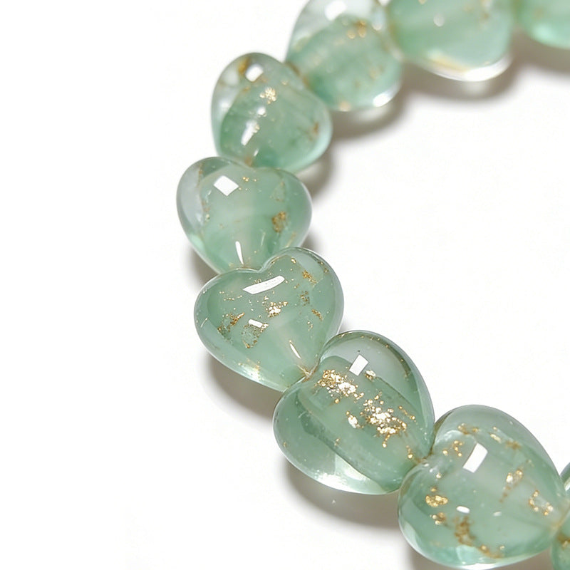 Gold Sand Heart Glazed Beads