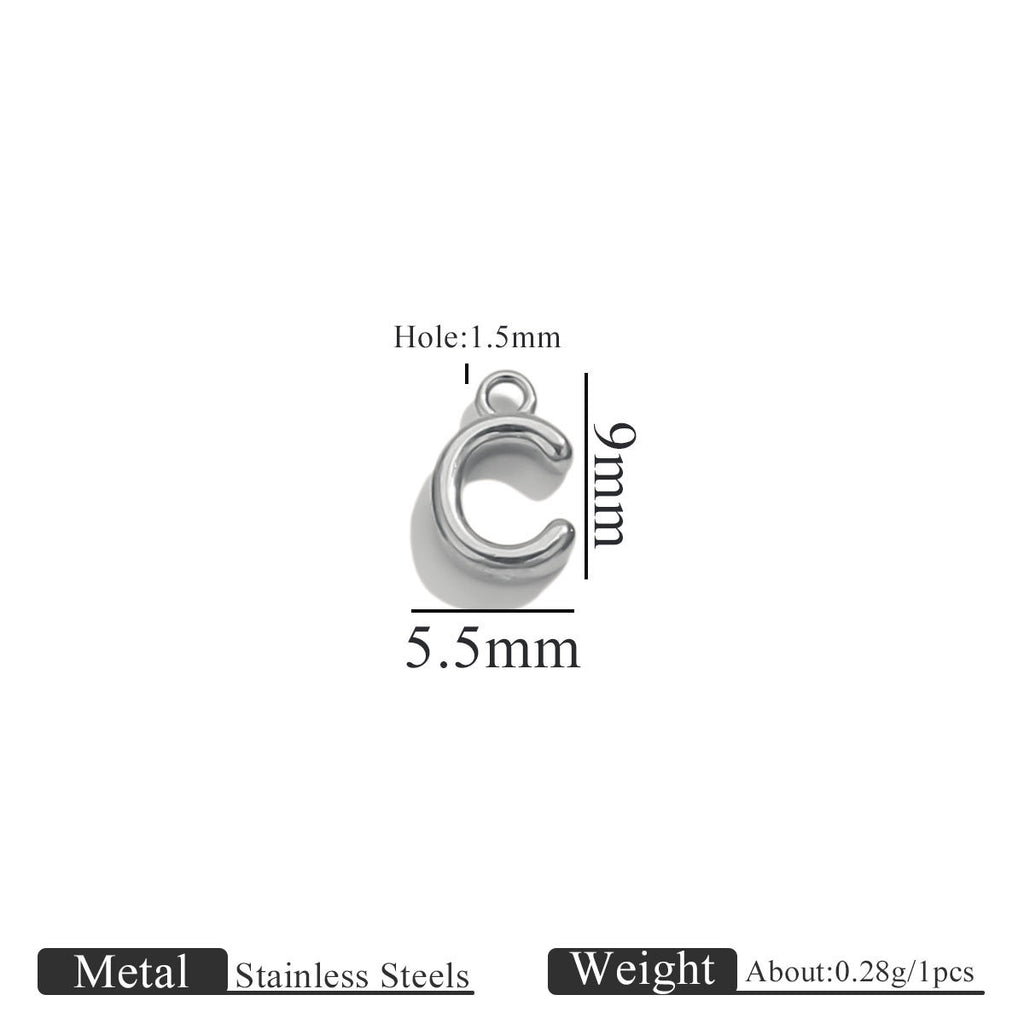 Mini A–Z Stainless Steel Round Letter Charms 10pcs