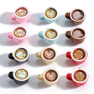 3D Painted Coffee Cup Charm – Engraved Mini Coffee Mug Pendant for DIY Keychains, Phone Charms, Bag Charms & Jewelry Making