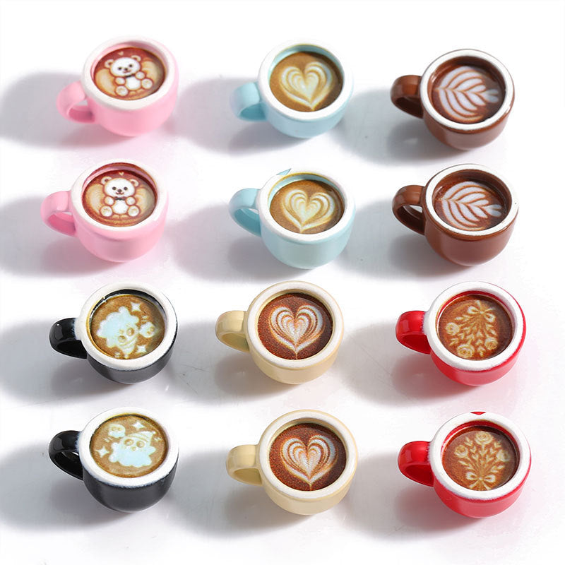 3D Painted Coffee Cup Charm – Engraved Mini Coffee Mug Pendant for DIY Keychains, Phone Charms, Bag Charms & Jewelry Making