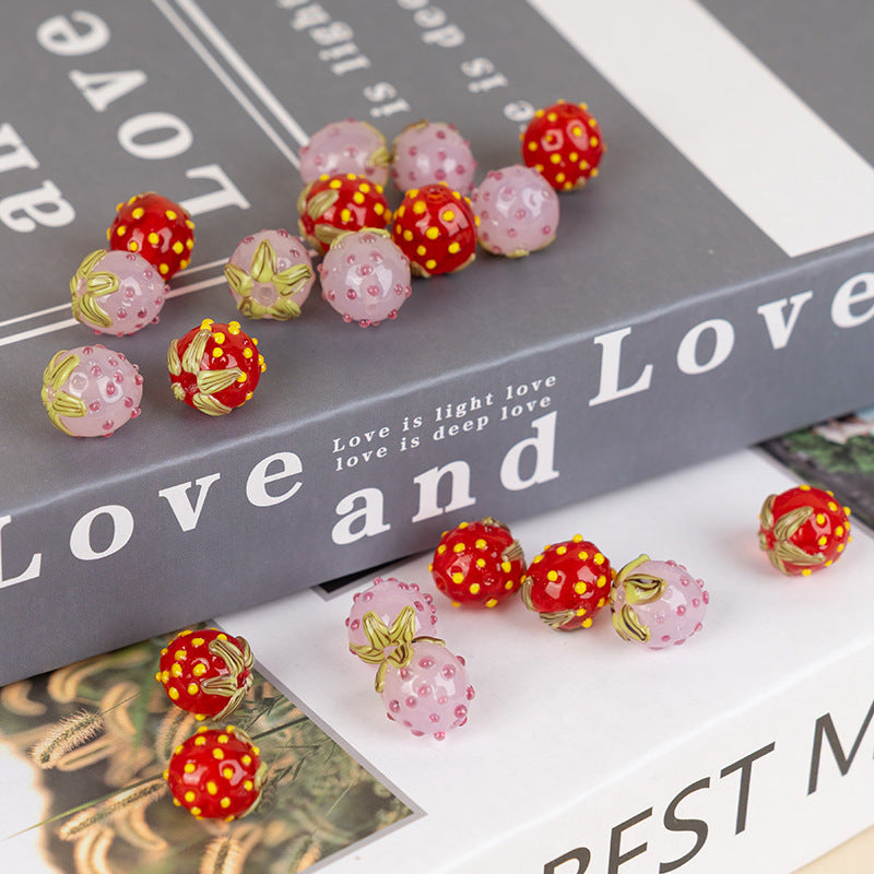 Cute Strawberry Lampwork Glass Beads