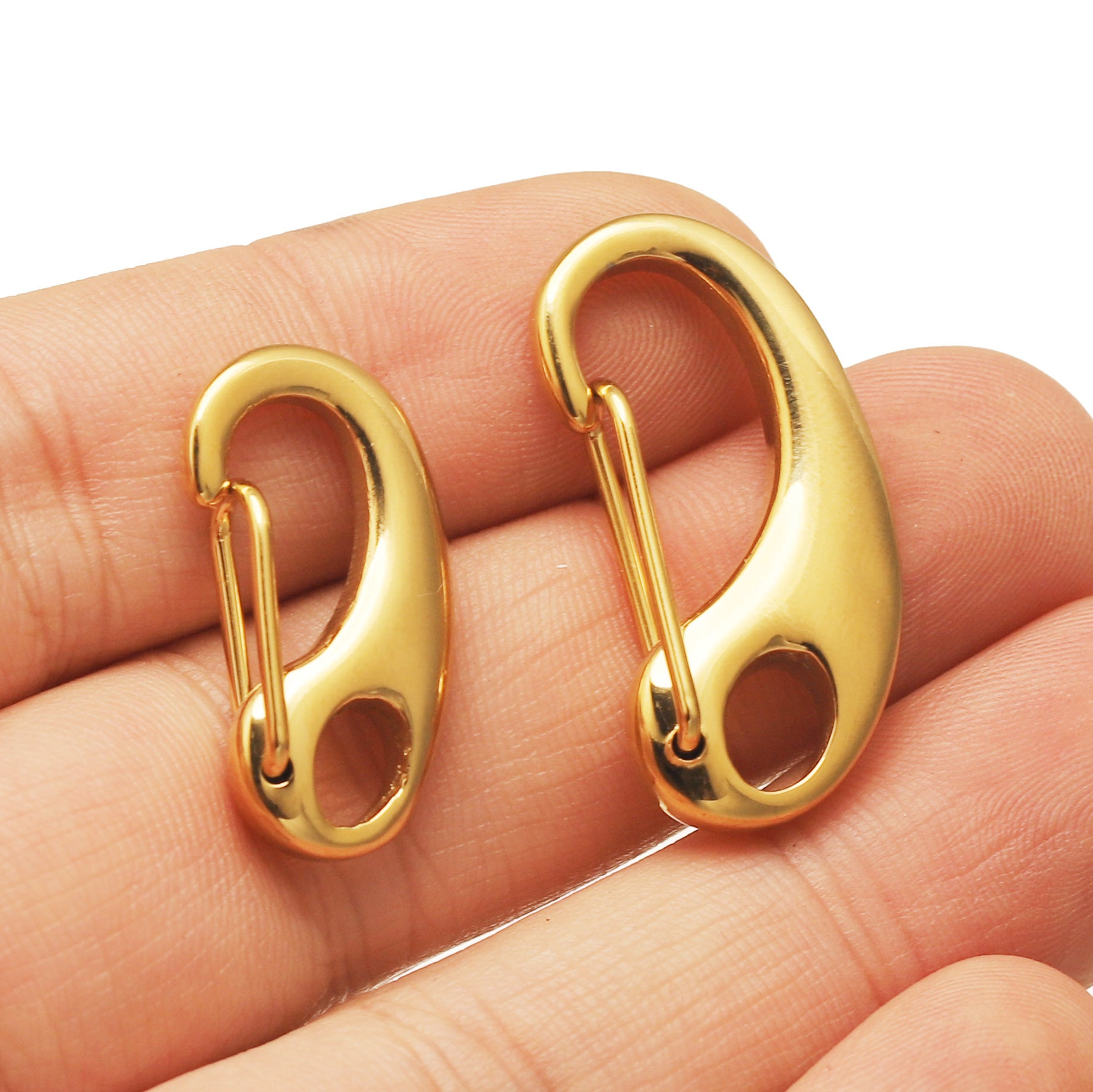 Polished Stainless Steel D-Shaped Carabiner Clasps for DIY Jewelry – 16mm–32mm