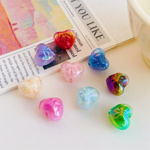 Two-Tone Acrylic Bow & Heart Beads – Colorful Cute Shape Beads for DIY Phone Charms, Bracelets, Hair Accessories & Jewelry Making