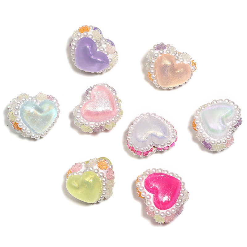 Luxury Sparkle Heart Clay Beads