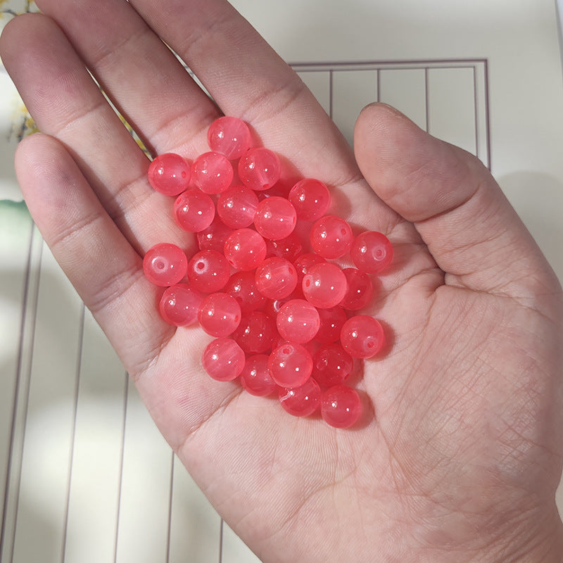 Jade-Style Glass Round Beads