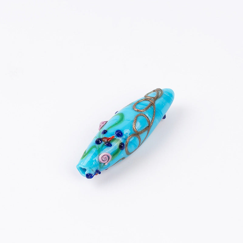 3D Silk-Pattern Glazed Waist Drum Beads