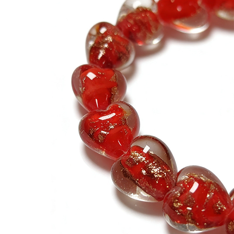 Gold Sand Heart Glazed Beads