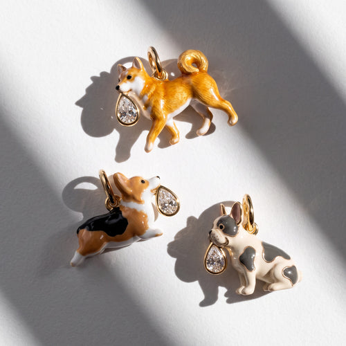 3D Puppy and Deer Crystal Pendant Charms