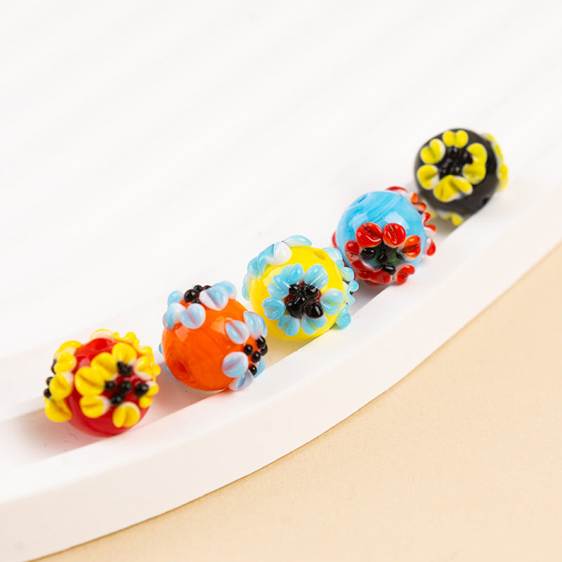 Handmade Lampwork Glass Flower Beads