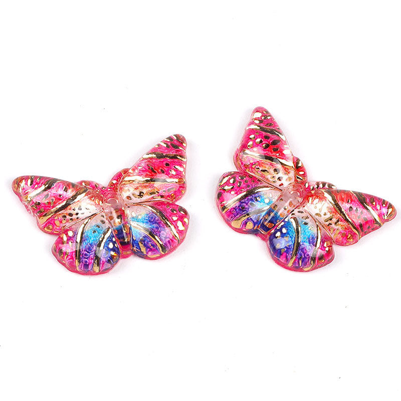 Colorful Acrylic Butterfly Beads – Gold Foil Butterfly Charms with Holes for DIY Jewelry, Hair Clips, Floral Arrangements & Crafts