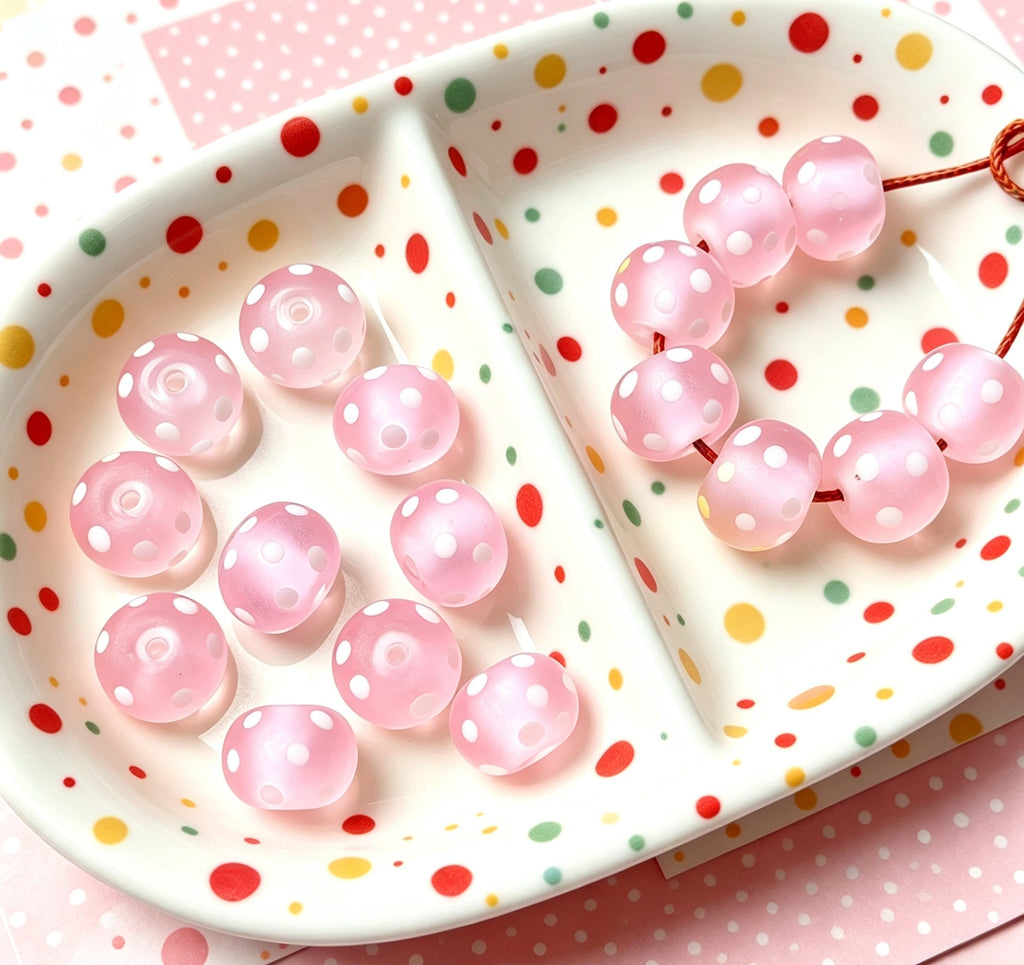Candy-Color Matte Polka Dot Glazed Beads