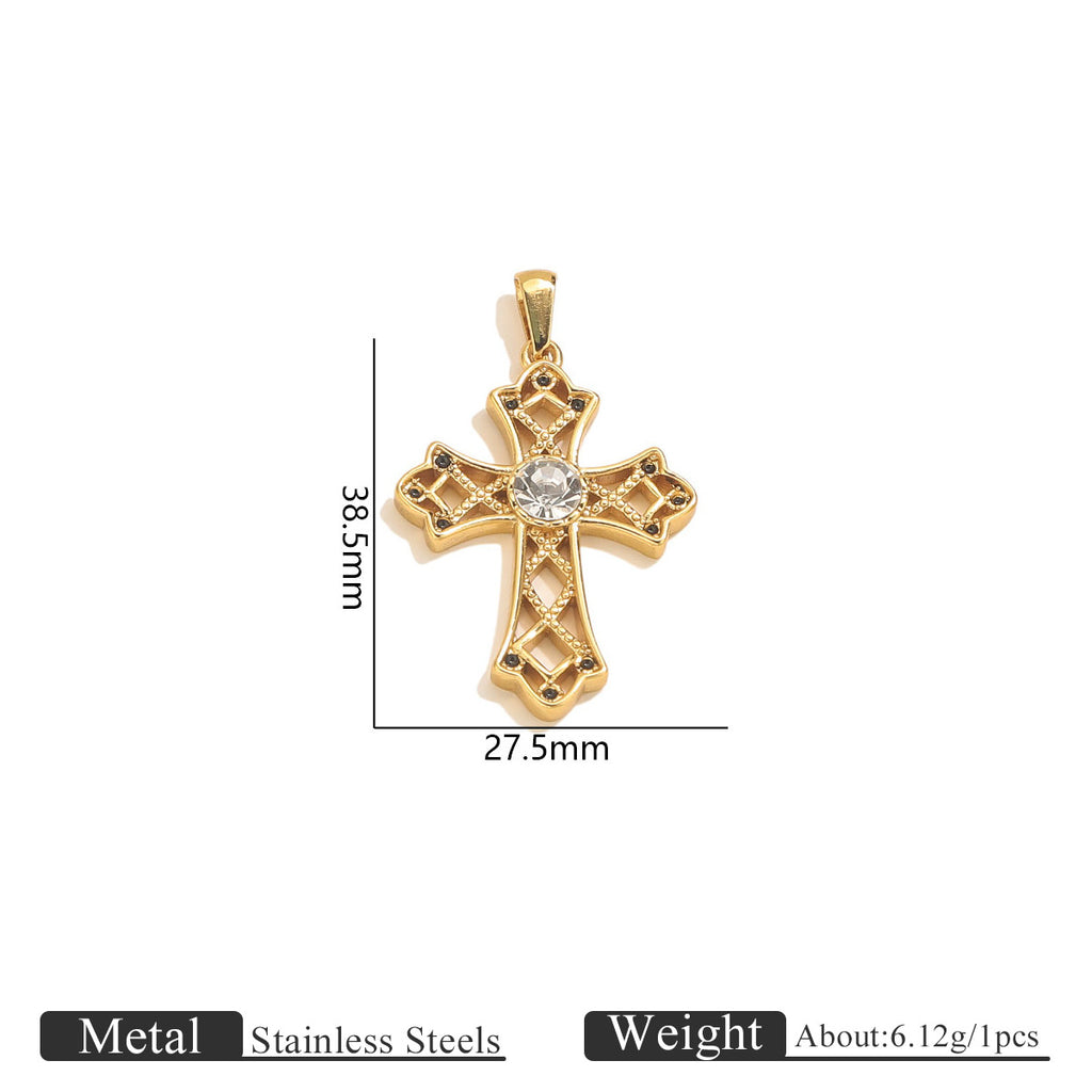 18K Gold-Plated Stainless Steel Cross Necklace