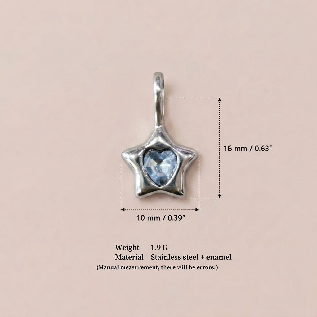 Colorful Stainless Steel Birthstone Crystal Charms