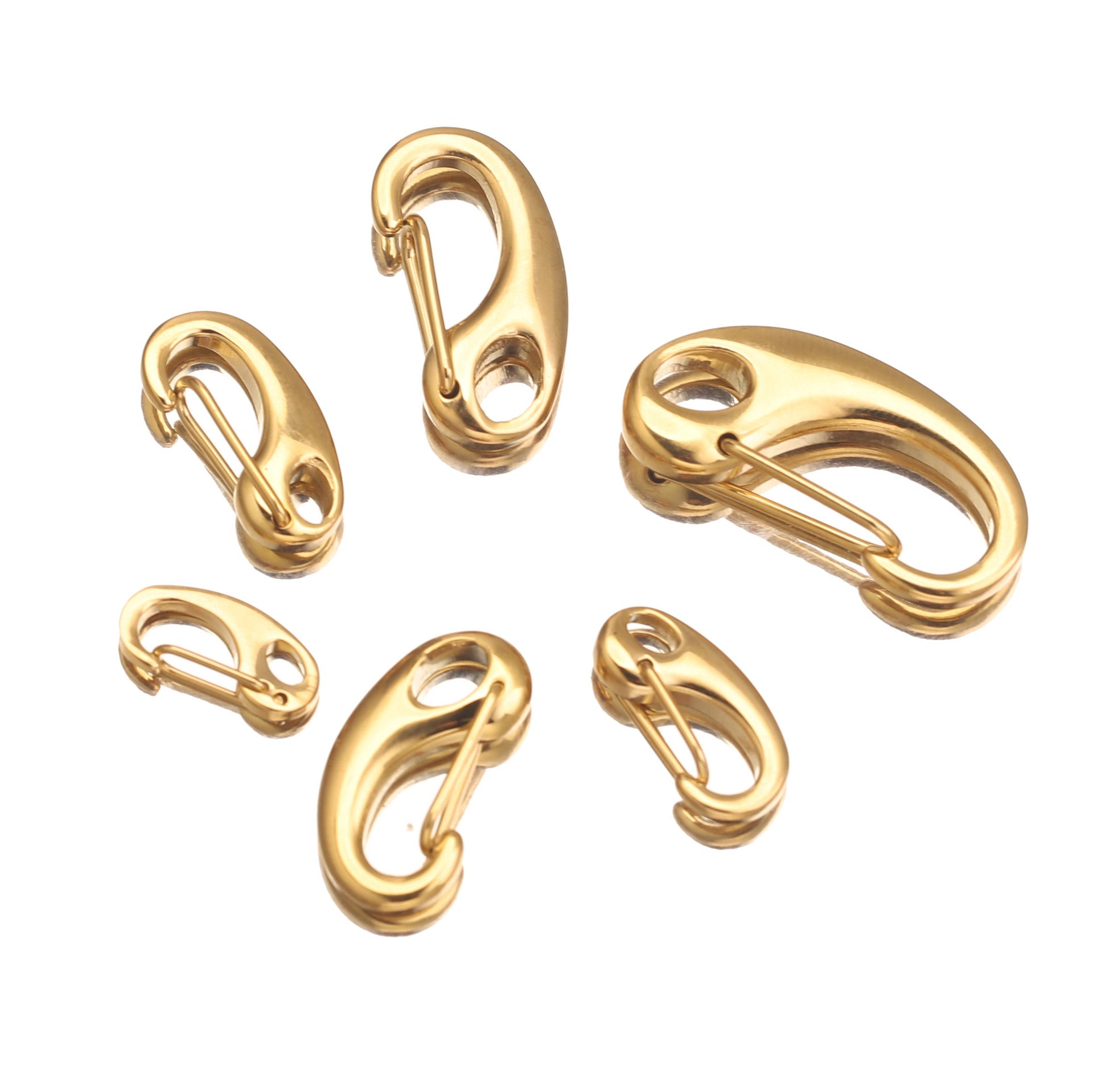 Polished Stainless Steel D-Shaped Carabiner Clasps for DIY Jewelry – 16mm–32mm