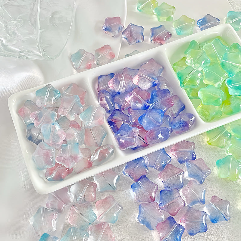 Puffy Star Glass Beads with Horizontal Holes