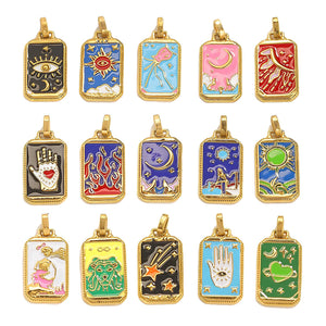 18K Gold-Tone Enamel Tarot Card Charms