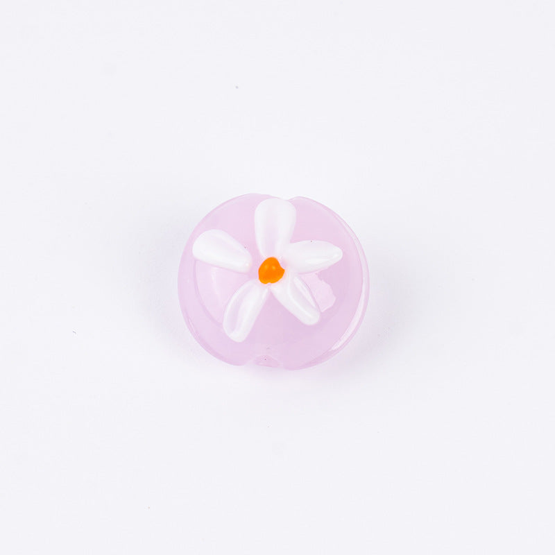 Double-Sided Mini Daisy Flat Glass Beads
