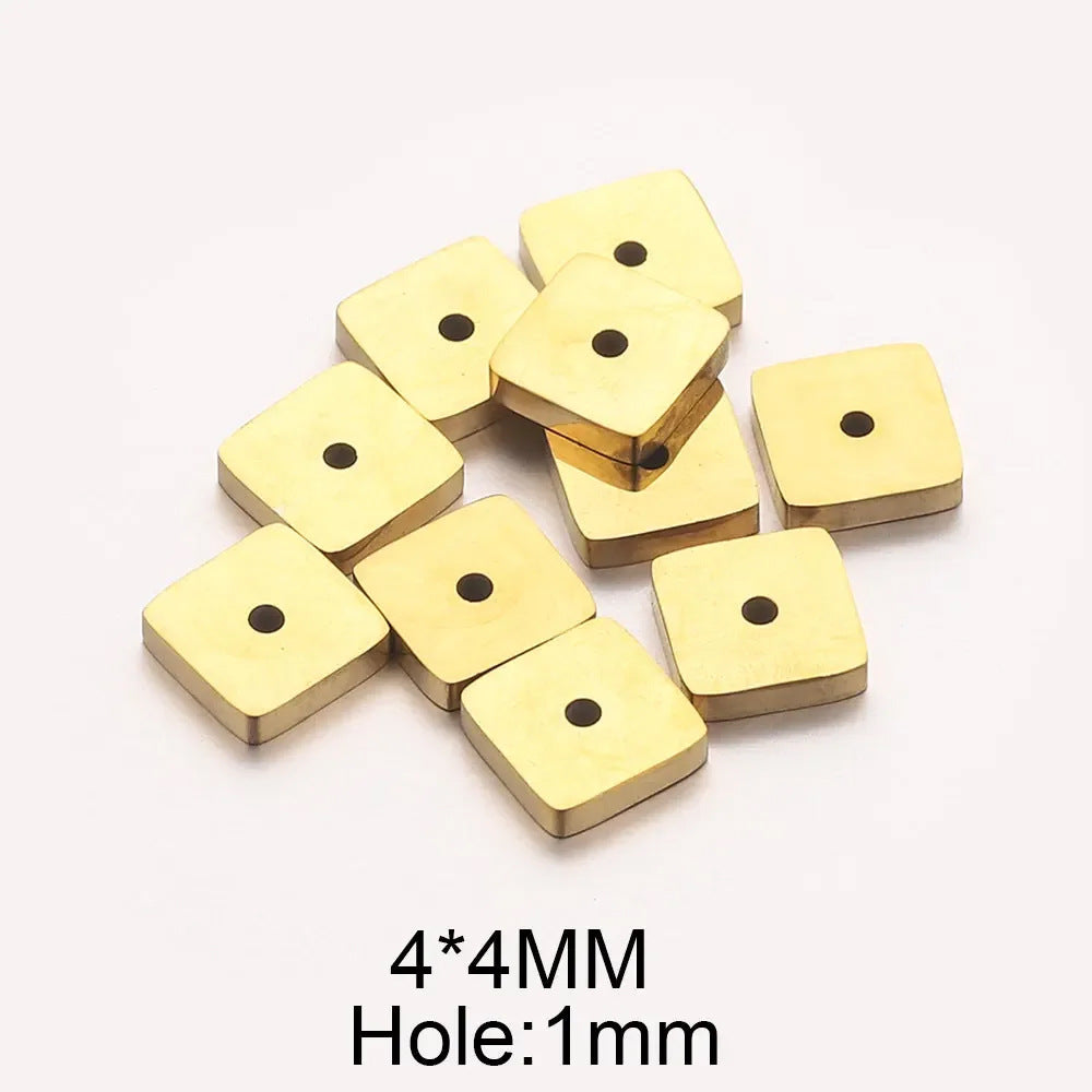 Polished Faceted Stainless Steel Square Spacer Beads for DIY Jewelry 10pcs