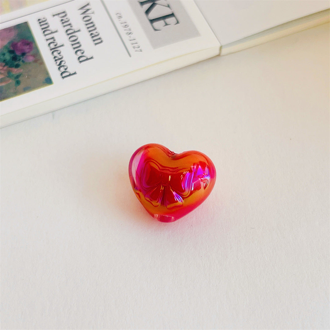 Two-Tone Acrylic Bow & Heart Beads – Colorful Cute Shape Beads for DIY Phone Charms, Bracelets, Hair Accessories & Jewelry Making