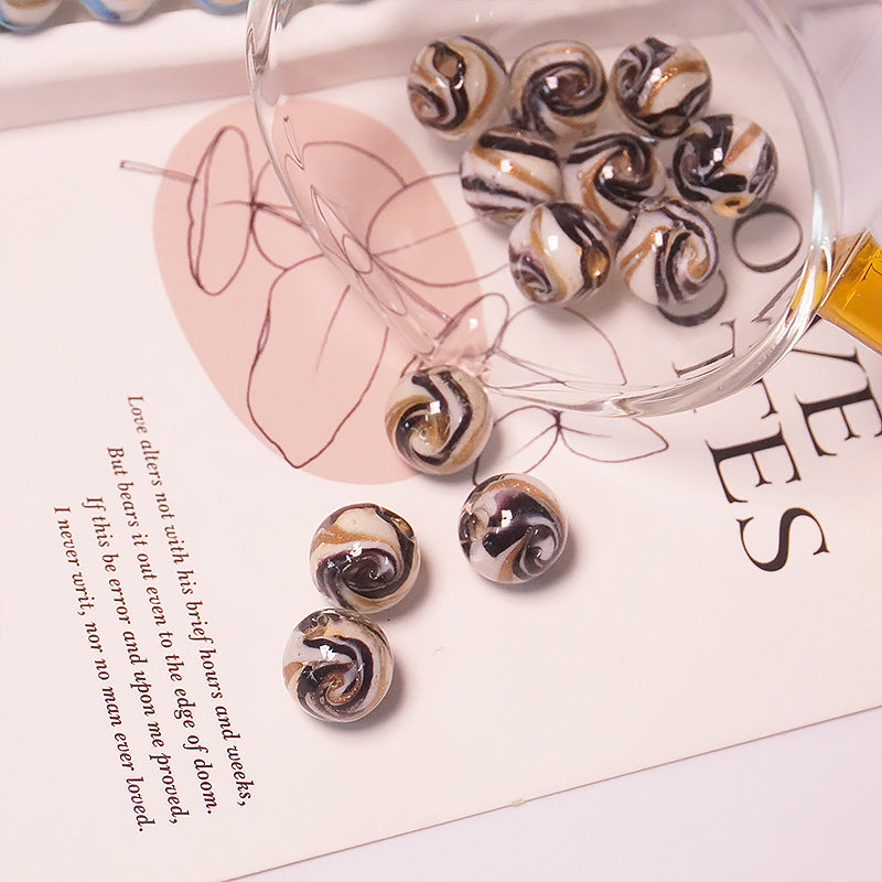 Japanese-Style Gold Sand Swirl Lampwork Beads