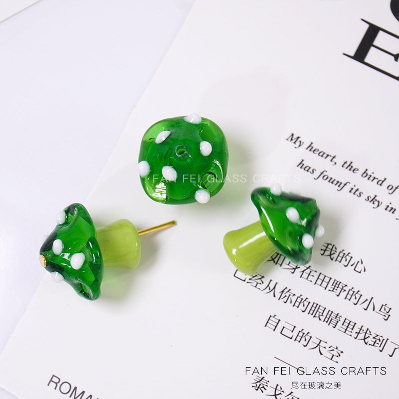 Polka Dot Mushroom Lampwork Glass Beads