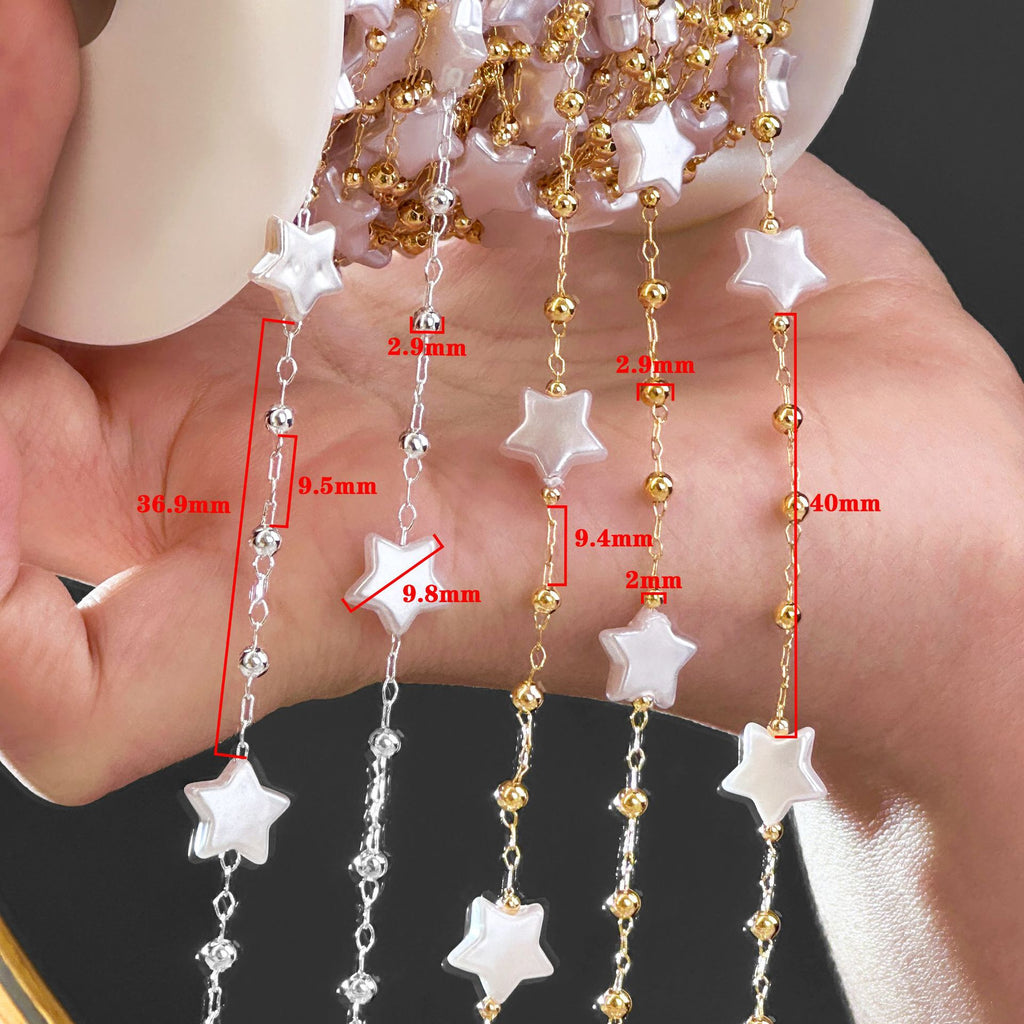 Star & Pearl Fringe Chain – 18 Meters