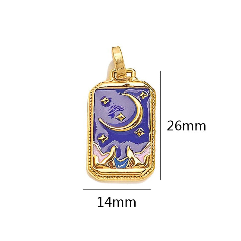 18K Gold-Tone Enamel Tarot Card Charms