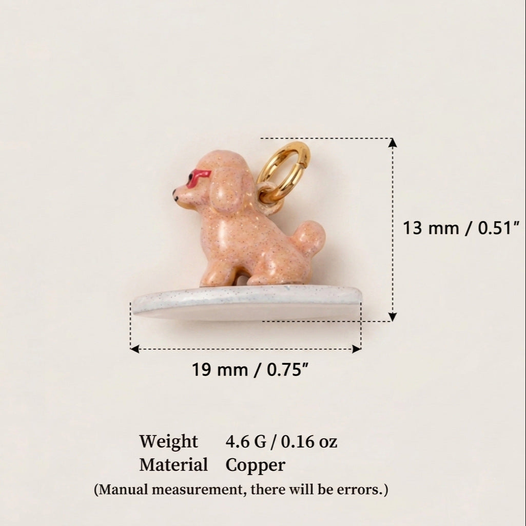 18K Gold-Plated Seaside Surfing Dog Pendant Charms
