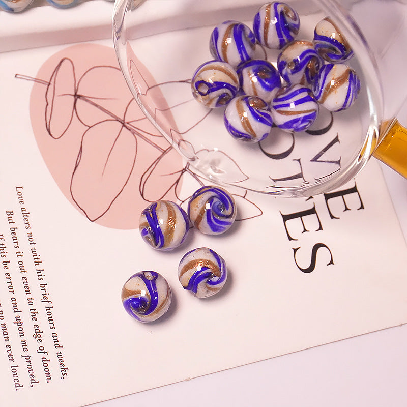 Japanese-Style Gold Sand Swirl Lampwork Beads