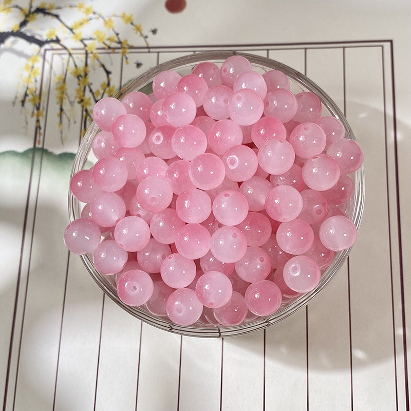 Jade-Style Glass Round Beads