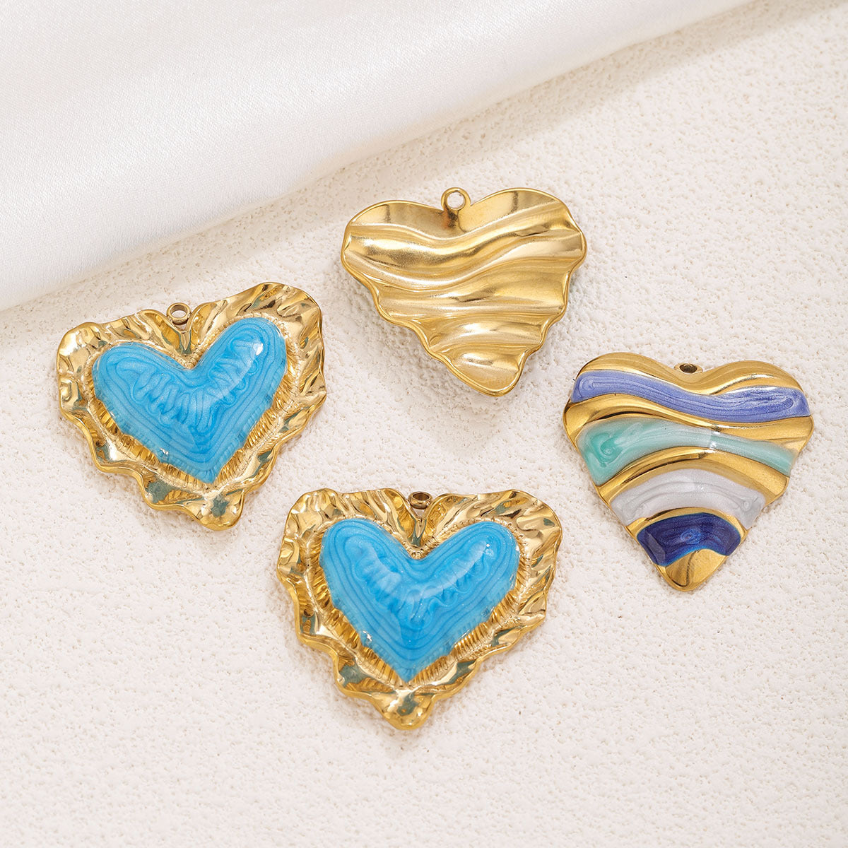 Retro Enamel Heart Stainless Steel Pendant Charms