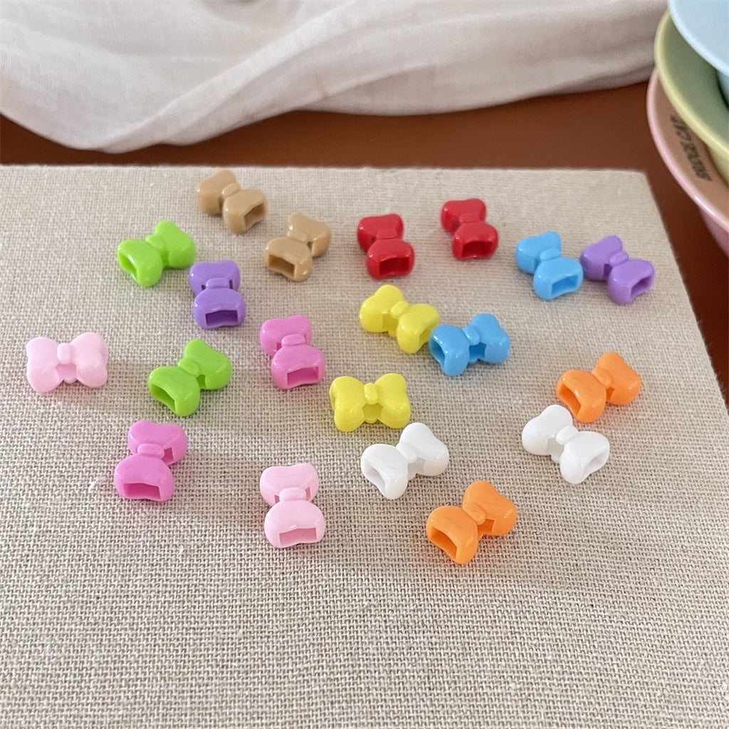 Solid Color Acrylic Bow Beads – Cute Four-Way Bow-Shaped Beads for DIY Phone Charms, Keychains & Jewelry Making