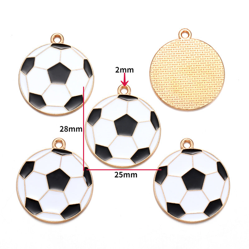 Sports Ball Alloy Charms – Colorful Enamel-Style Football, Basketball & Volleyball Pendants for DIY Bracelets, Keychains & Jewelry Making