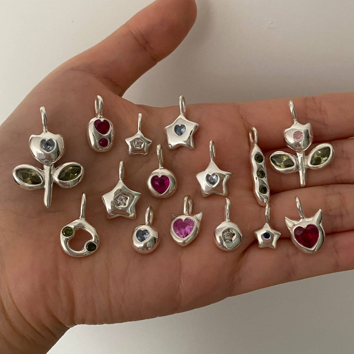Colorful Stainless Steel Birthstone Crystal Charms