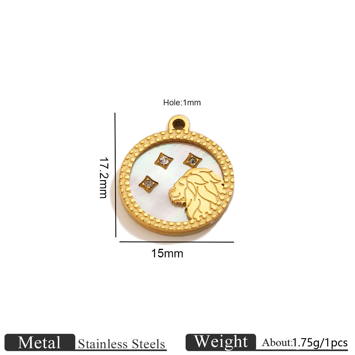 12 Zodiac Mother-of-Pearl Pendants