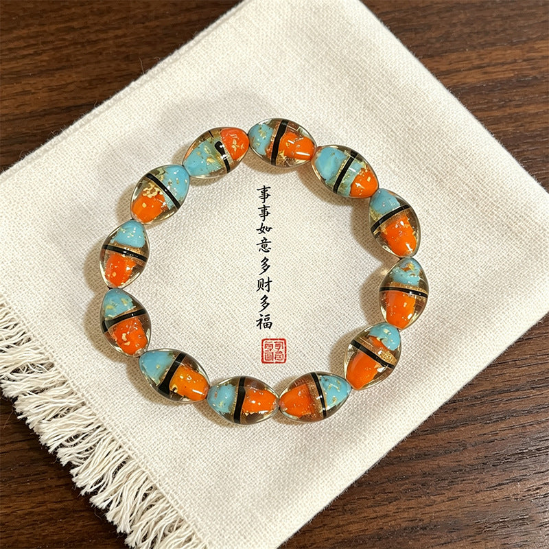 Two-Tone Waist Drum Glass Bracelets