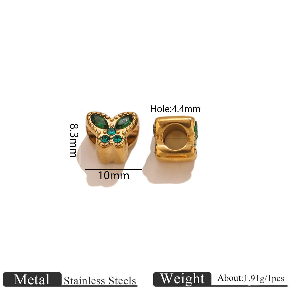 18K Gold-Plated Stainless Steel Butterfly Large-Hole Beads – 4.4mm Hole 5pcs