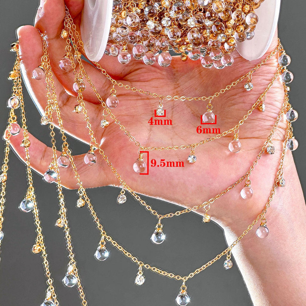 White Glass Beaded Fringe Decorative Chain – 10 Meters