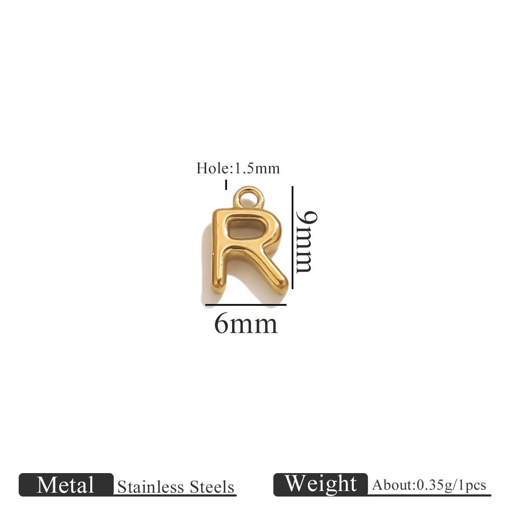 Mini A–Z Stainless Steel Round Letter Charms 10pcs
